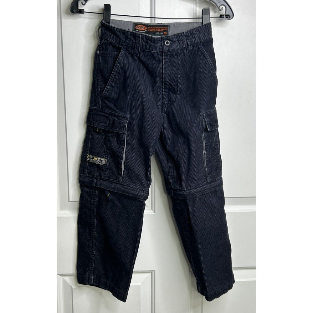 Vintage 90s Y2K One Tough Brand OTB Boys 8 Corduroy Cargo Pants Zip Off Flaws*
